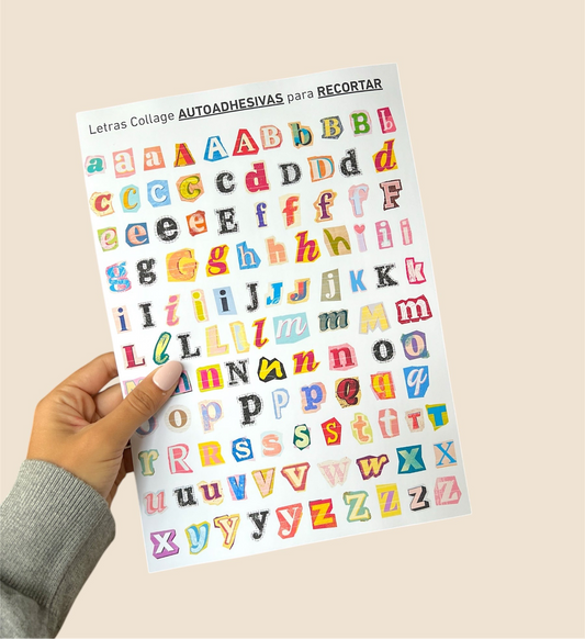110 Letras Collage Adhesivas (sin recorte)